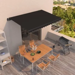 Best FinePRICE Manuaalisesti sisäänkelattava markiisi 1 300x250 cm sininen/valkoinen
