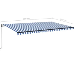 Best FinePRICE Manuaalisesti sisäänkelattava markiisi 1 300x250 cm sininen/valkoinen