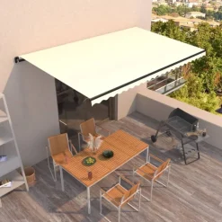 Best FinePRICE Manuaalisesti sisäänkelattava markiisi 1 300x250 cm sininen/valkoinen