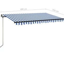 Best FinePRICE Manuaalisesti sisäänkelattava markiisi 1 300x250 cm sininen/valkoinen