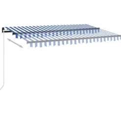 Best FinePRICE Manuaalisesti sisäänkelattava markiisi 1 300x250 cm sininen/valkoinen
