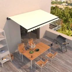 Best FinePRICE Manuaalisesti sisäänkelattava markiisi 1 300x250 cm sininen/valkoinen