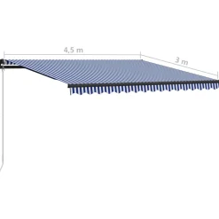Best FinePRICE Manuaalisesti sisäänkelattava markiisi 1 300x250 cm sininen/valkoinen