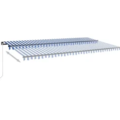 Best FinePRICE Manuaalisesti sisäänkelattava markiisi 1 300x250 cm sininen/valkoinen