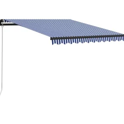 Best FinePRICE Manuaalisesti sisäänkelattava markiisi 1 300x250 cm sininen/valkoinen