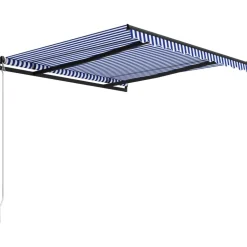 Best FinePRICE Manuaalisesti sisäänkelattava markiisi 1 300x250 cm sininen/valkoinen