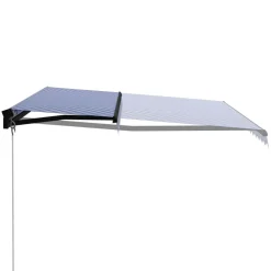 Best FinePRICE Manuaalisesti sisäänkelattava markiisi 1 300x250 cm sininen/valkoinen