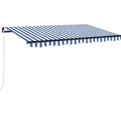 Best FinePRICE Manuaalisesti sisäänkelattava markiisi 1 300x250 cm sininen/valkoinen
