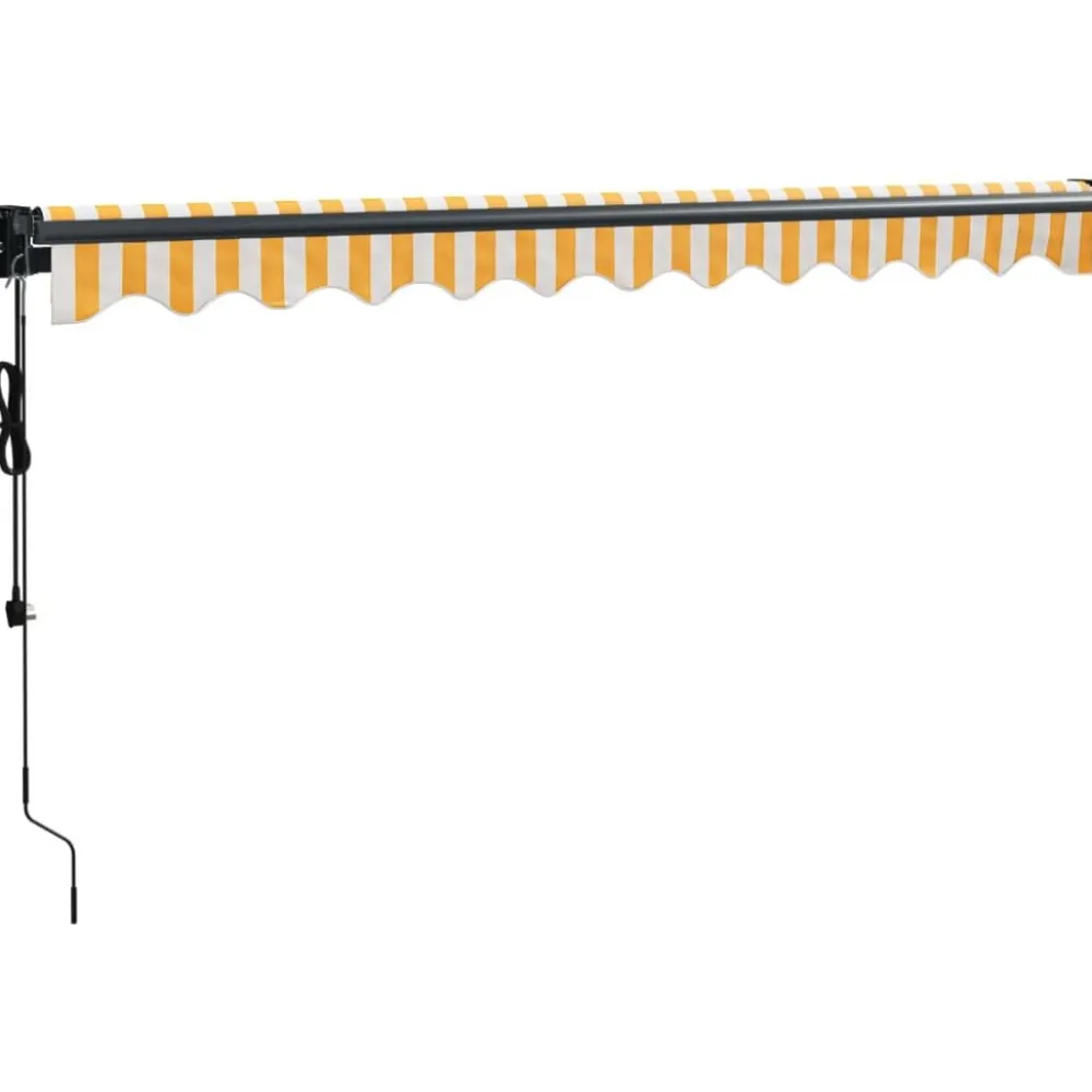 Clearance FinePRICE Markiisi, automaattisesti sisäänkelattava, keltavalkoinen 3x2,5 m