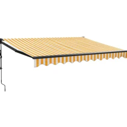 Clearance FinePRICE Markiisi, automaattisesti sisäänkelattava, keltavalkoinen 3x2,5 m