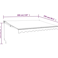 Clearance FinePRICE Markiisi, automaattisesti sisäänkelattava, keltavalkoinen 3x2,5 m