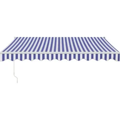 New FinePRICE Markiisi, automaattisesti sisäänkelattava, sininen/valkoinen, 3x2,5 m