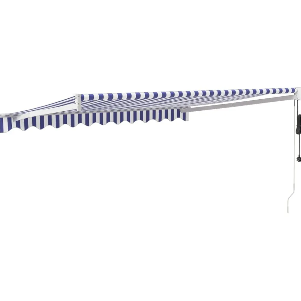 New FinePRICE Markiisi, automaattisesti sisäänkelattava, sininen/valkoinen, 3x2,5 m