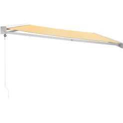 Clearance FinePRICE Markiisi 5x3 m, sisäänkelattava, keltavalkoinen, kangas/alumiini