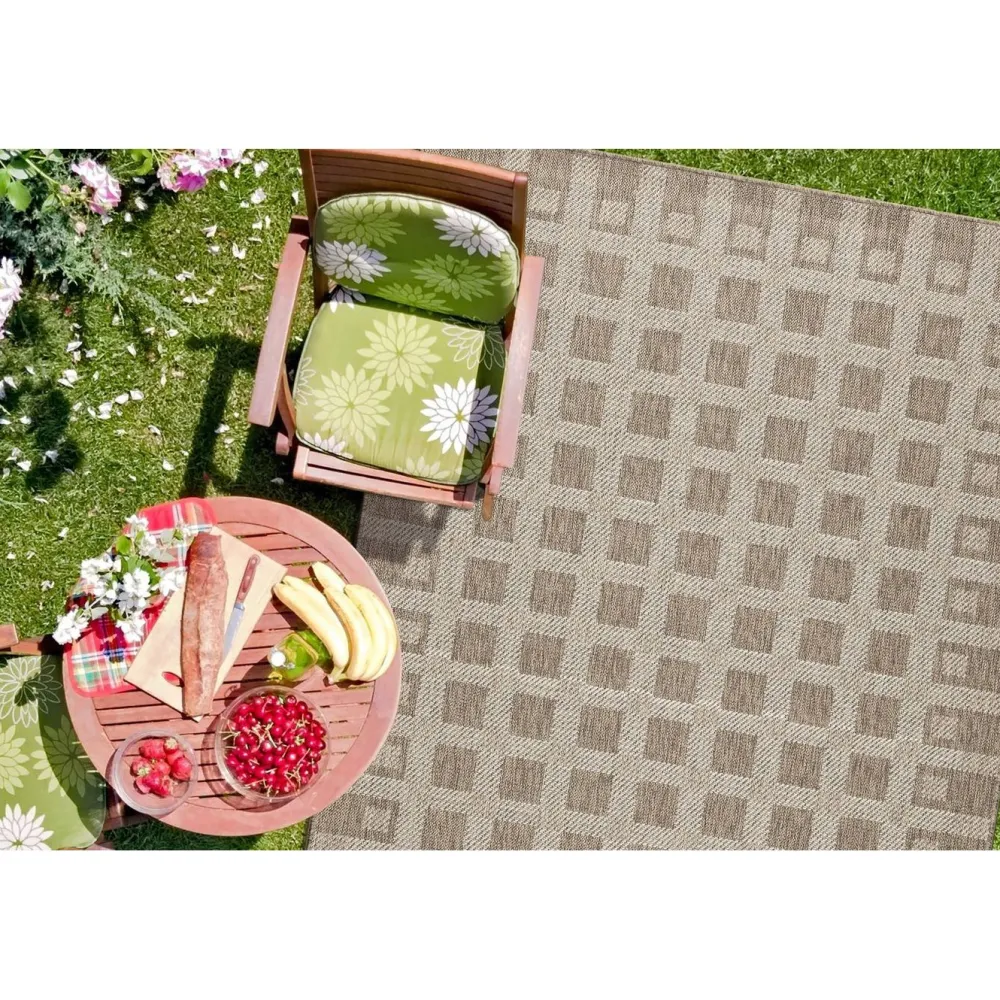Hot Linento Matto Check 80x150 cm ruskeanbeige