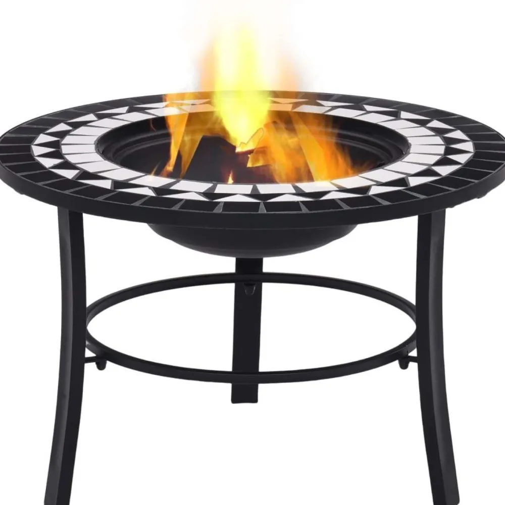Hot FinePRICE Mosaiikkitulisija 68cm, keramiikka, musta/valkoinen