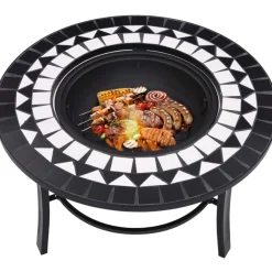 Hot FinePRICE Mosaiikkitulisija 68cm, keramiikka, musta/valkoinen