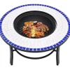 Sale FinePRICE Mosaiikkitulisija 68cm, keramiikka, sininen/valkoinen