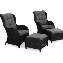 Discount Comfort Garden Nojatuoli Marcus 2 kpl jalkarahilla musta