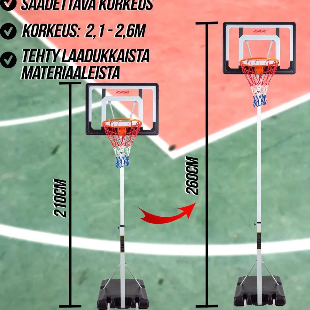 ProSport Nuorten koripalloteline 2,1 - 2,6 m