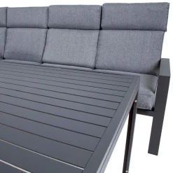 New Home4you Oleskeluryhmä Casten 6-istuttava sohva + pöytä tummanharmaa