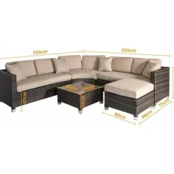 Hot Home4you Oleskeluryhmä Dawson, 6 istuttava, ruskea/beige