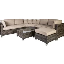 Hot Home4you Oleskeluryhmä Dawson, 6 istuttava, ruskea/beige