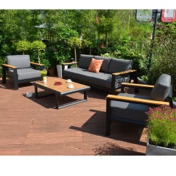 Outlet Home4you Oleskeluryhmä Felino, 3-istuttava sohva + 2 nojatuolia + pöytä, musta