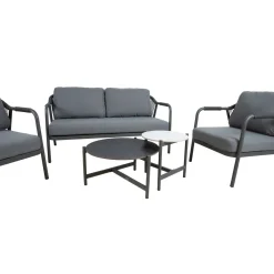 Hot Home4you Oleskeluryhmä Kassel 2-Istuttava 2 pöytää, ja 2 tuolia, harmaa
