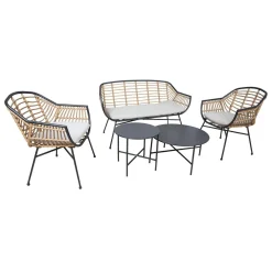 Sale Home4you Oleskeluryhmä Lunde 2-Istuttava sohva, 2 pöytää, ja 2 tuolia, harmaa