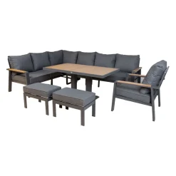 Sale Home4you Oleskeluryhmä Parker kulmasohva, nojatuoli, 2-rahia, pöytä, harmaa