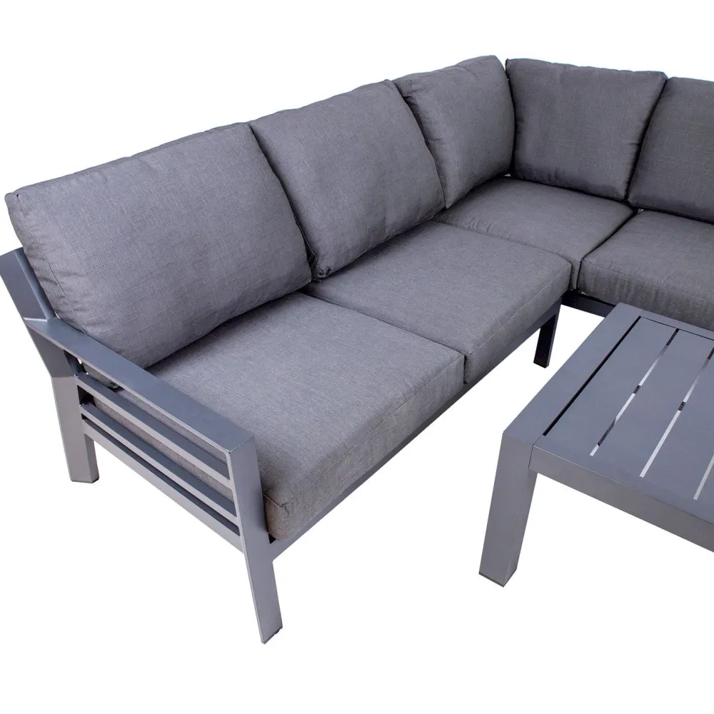 New Home4you Oleskeluryhmä Tomson, 6-Istuttava pöytä, tummanharmaa