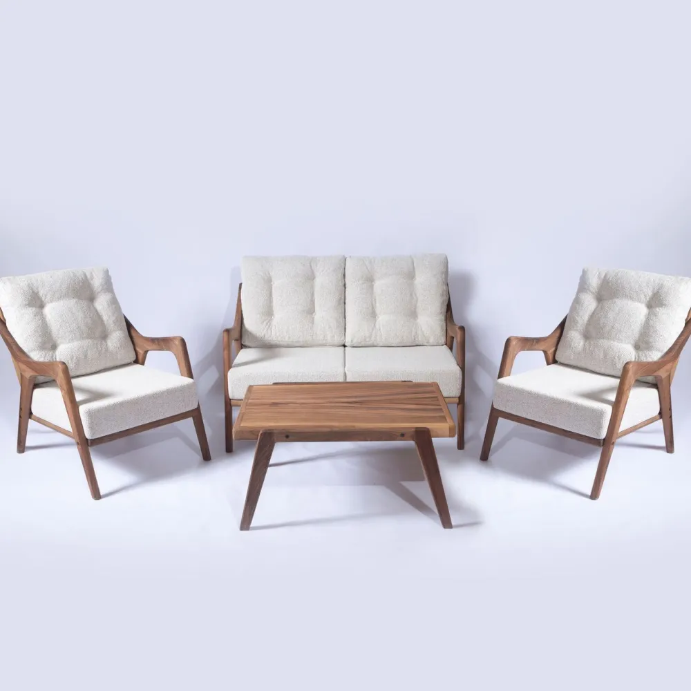 Outlet Linento Garden Oleskeluryhmä Walnut, 4-istuttava, kerma