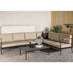 Best Venture Home Oleskeluryhmä Pehnna, kulmasohva + sohvapöytä, musta/hiekka