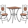 Clearance FinePRICE 3-osainen mosaiikkibistrosarja 89x60x60 cm keraamiset laatat terrakotta