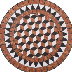 FinePRICE 3-osainen mosaiikkibistrosarja 87x60x60 cm keraamiset laatat terrakotta