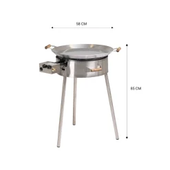 GrillSymbol Paellasetti PRO-580-INOX Ø58 cm D-400 kaasupoltin säädinletkusetti teräs