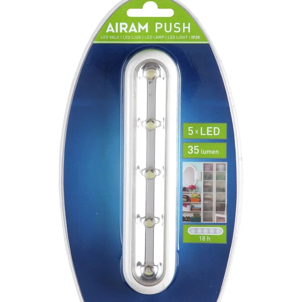 Best Airam Paristovalo Push Light, 5 LED, valkoinen