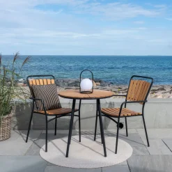 Online House Nordic Parvekepöytä Cleveland, ø70cm, tiikki, ruskea/musta