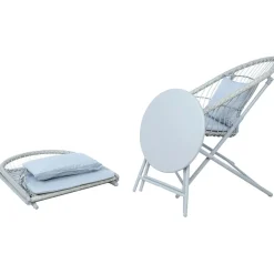Clearance Home4you Parvekeryhmä YOLANDA 2 tuolia ja pöytä, vaaleanharmaa