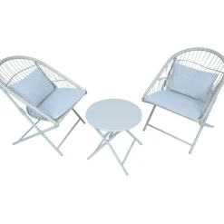 Clearance Home4you Parvekeryhmä YOLANDA 2 tuolia ja pöytä, vaaleanharmaa