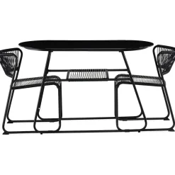 Hot Comfort Garden Parvekeryhmä Lamborg 120cm pöytä + 2 tuolia musta