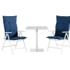 Outlet Comfort Garden Parvekeryhmä Tunis neliö 2 Maggie säätötuolia + siniset pehmusteet valkoinen