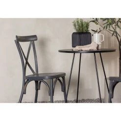 New Venture Home Parvekeryhmä , ø60cm beige Bacong-pöytä + 2 mustaa Tablas-tuolia