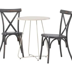 New Venture Home Parvekeryhmä , ø60cm beige Bacong-pöytä + 2 mustaa Tablas-tuolia