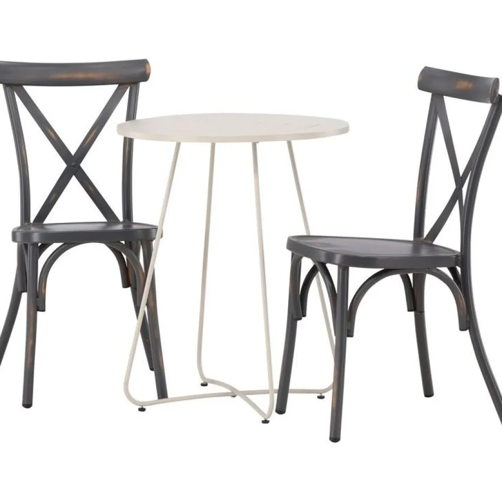 New Venture Home Parvekeryhmä , ø60cm beige Bacong-pöytä + 2 mustaa Tablas-tuolia