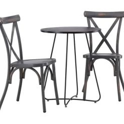 New Venture Home Parvekeryhmä , ø60cm beige Bacong-pöytä + 2 mustaa Tablas-tuolia
