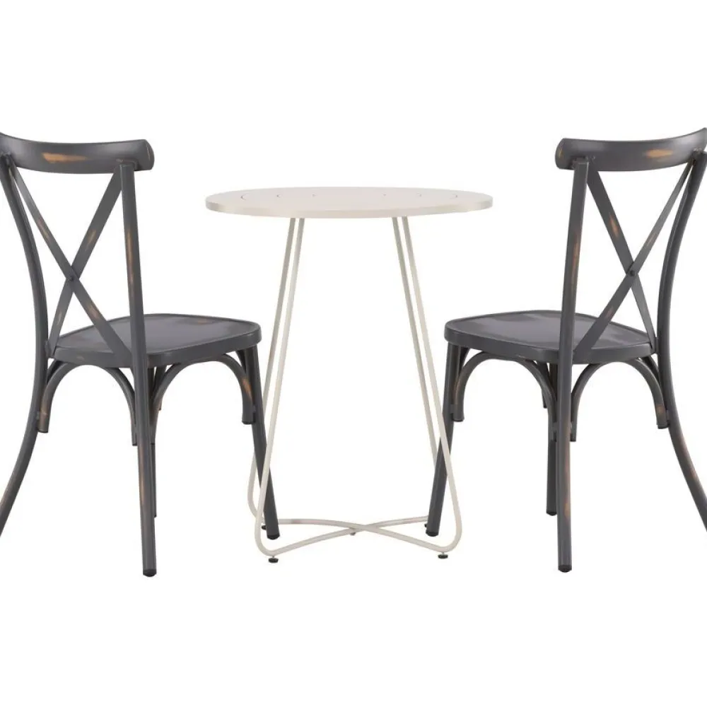 New Venture Home Parvekeryhmä , ø60cm beige Bacong-pöytä + 2 mustaa Tablas-tuolia
