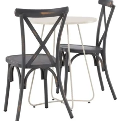 New Venture Home Parvekeryhmä , ø60cm beige Bacong-pöytä + 2 mustaa Tablas-tuolia