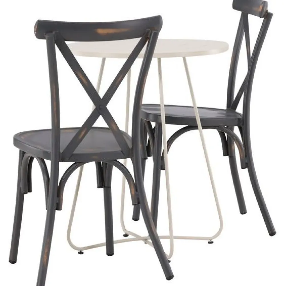 New Venture Home Parvekeryhmä , ø60cm beige Bacong-pöytä + 2 mustaa Tablas-tuolia